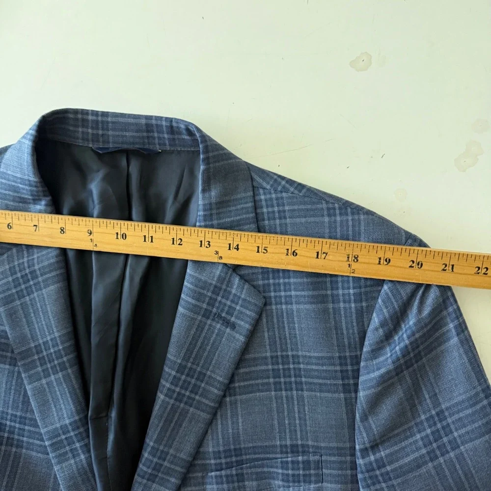 Brooks Brothers Regent Fit Blue Plaid 100% Lambswool Blazer Sport Coat 46R